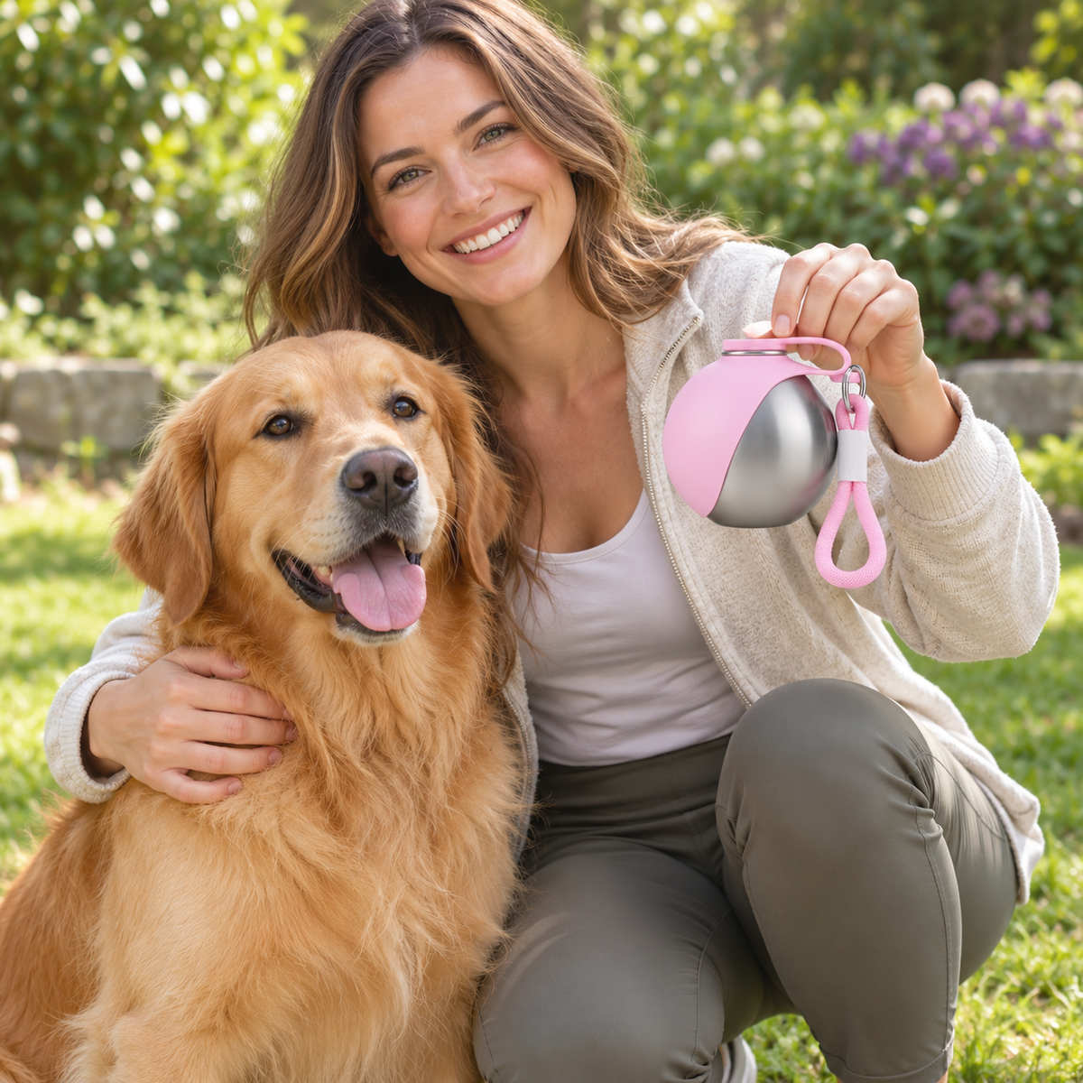 ☁️ Portable Pet Water Bottle | Stainless Steel Design | Outdoor Walks & Travel Essentials