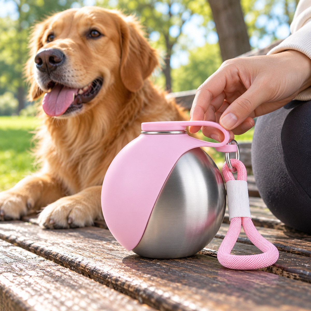 ☁️ Portable Pet Water Bottle | Stainless Steel Design | Outdoor Walks & Travel Essentials
