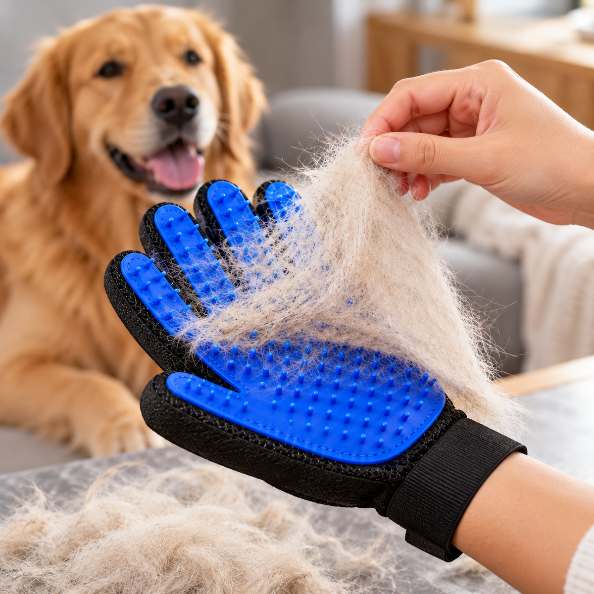 ⭐ Pet Grooming Glove | Soft Silicone Massage Design | Gentle Care for Dogs & Cats