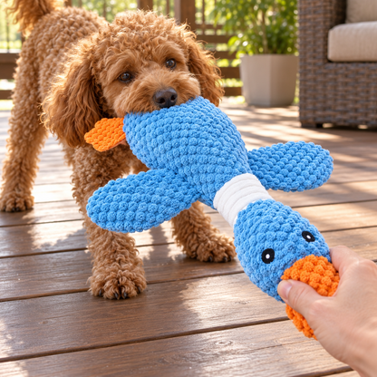 🦆 Plush Pet Toy | Soft Knitted Texture | Cozy Playtime & Comfort Companion
