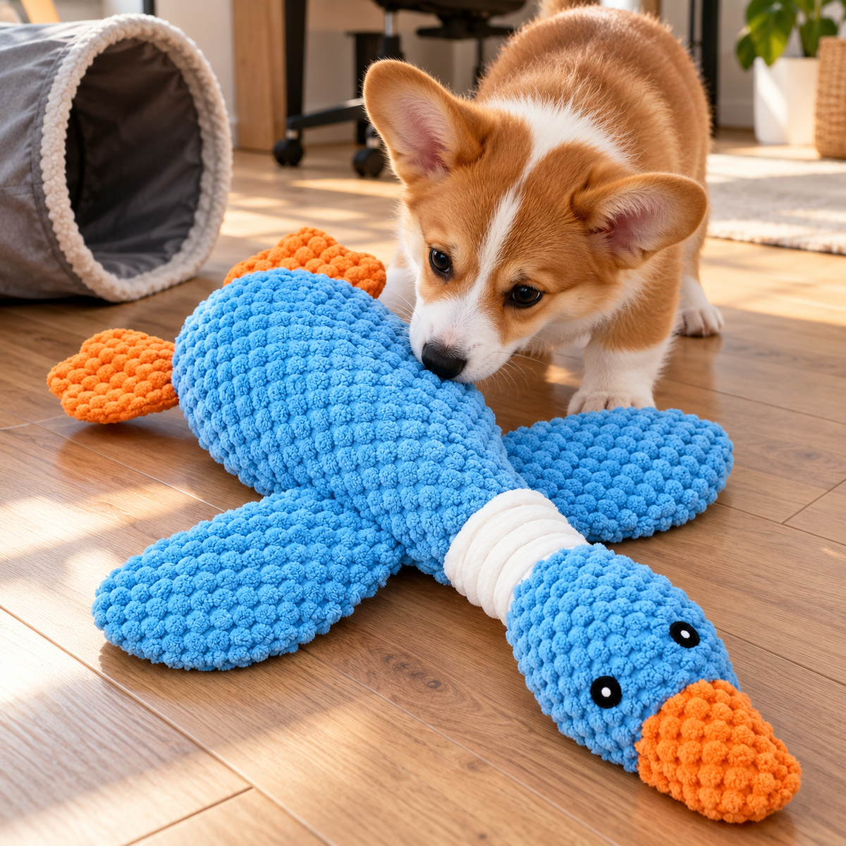 🦆 Plush Pet Toy | Soft Knitted Texture | Cozy Playtime & Comfort Companion