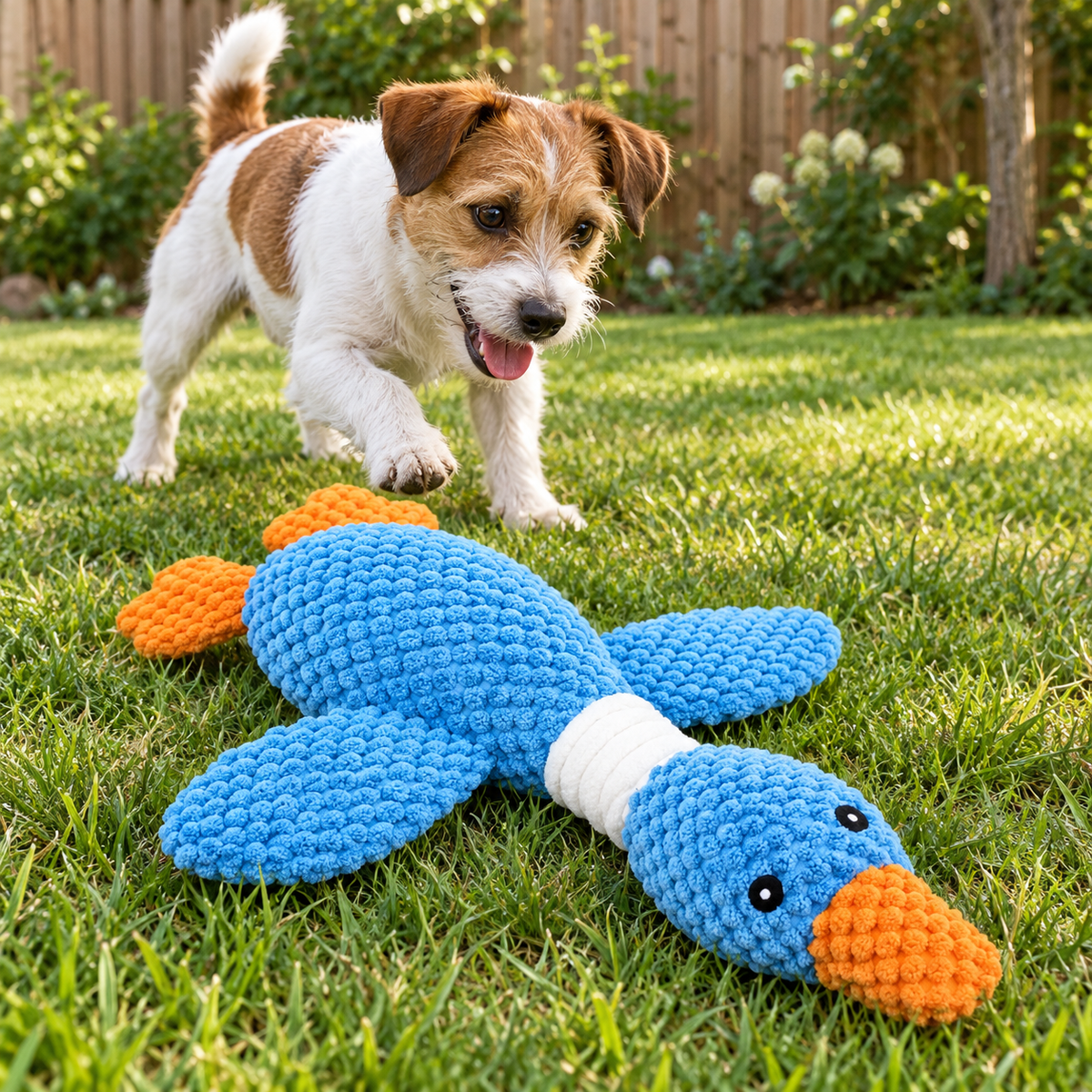 🦆 Plush Pet Toy | Soft Knitted Texture | Cozy Playtime & Comfort Companion