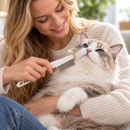 🐱 Pet Grooming Essential | Stainless Steel Comb Design | Gentle Care for Cats & Small Pets