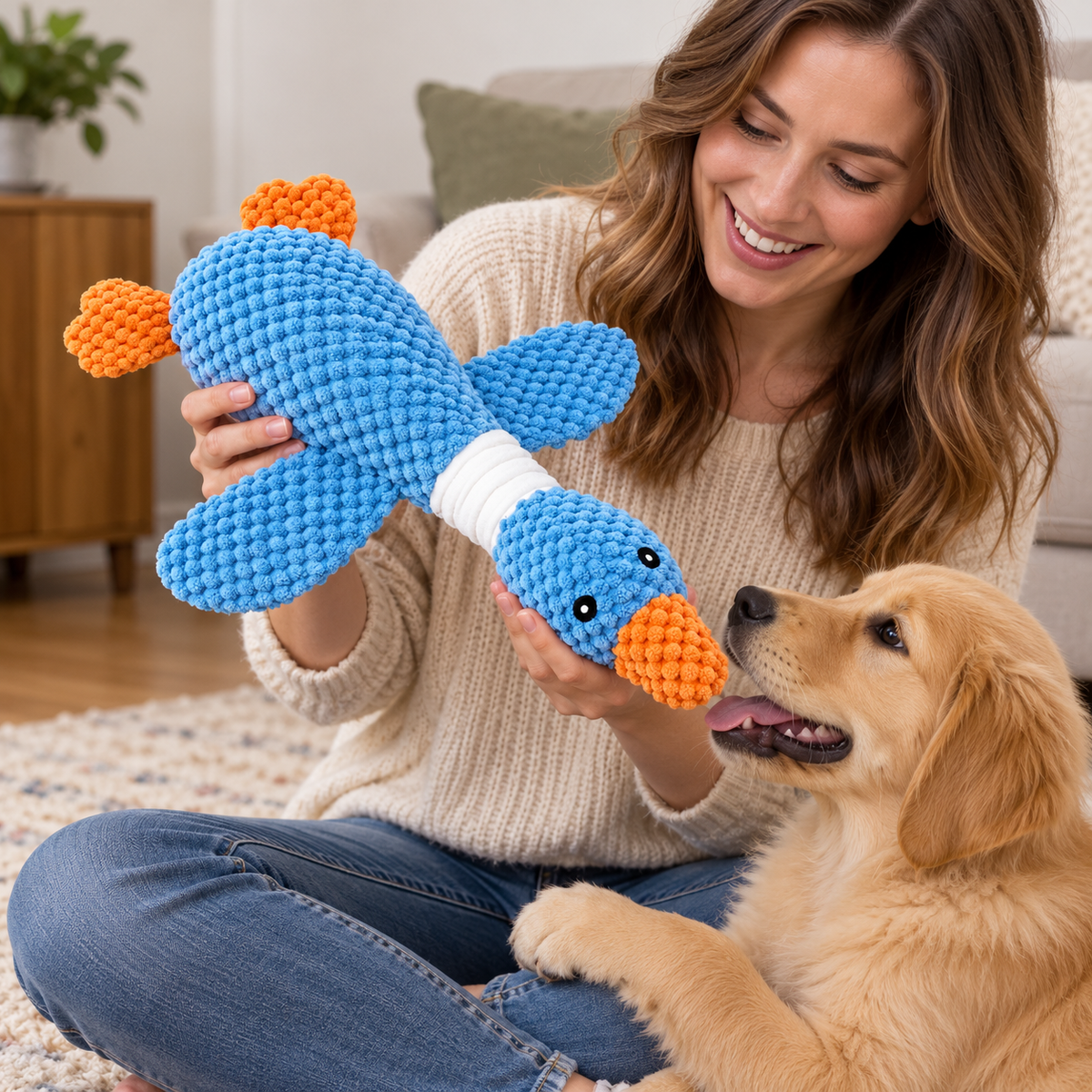 🦆 Plush Pet Toy | Soft Knitted Texture | Cozy Playtime & Comfort Companion