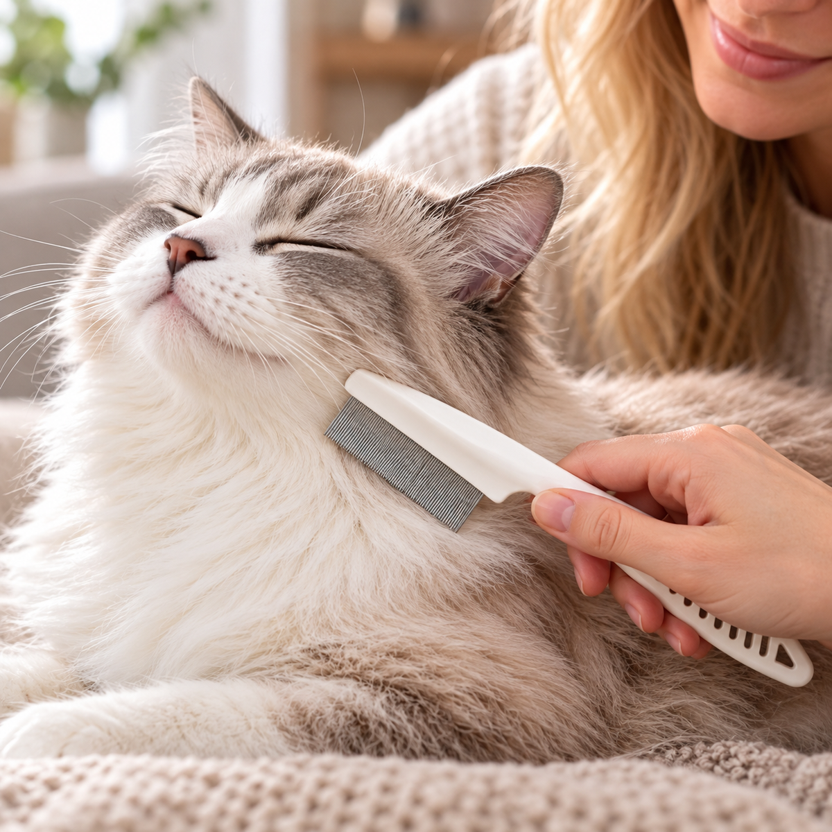 🐱 Pet Grooming Essential | Stainless Steel Comb Design | Gentle Care for Cats & Small Pets