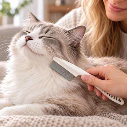 🐱 Pet Grooming Essential | Stainless Steel Comb Design | Gentle Care for Cats & Small Pets