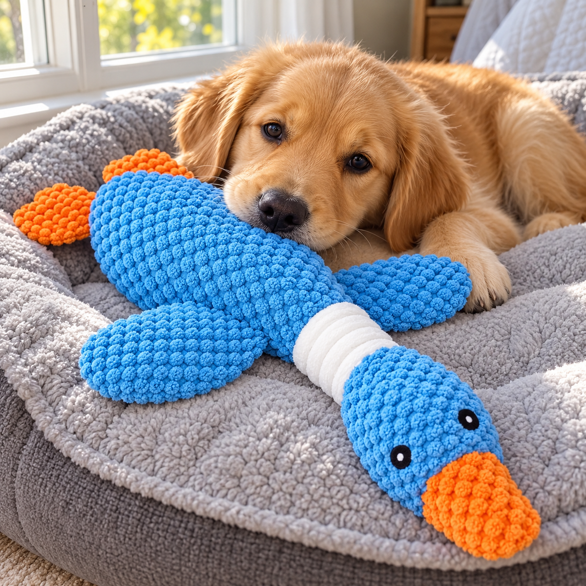 🦆 Plush Pet Toy | Soft Knitted Texture | Cozy Playtime & Comfort Companion