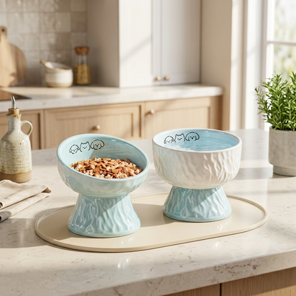 🐾 Elevated Pet Bowl | Ceramic Finish | Everyday Feeding Comfort | Pet Parent Favorite | Soft Blue Design